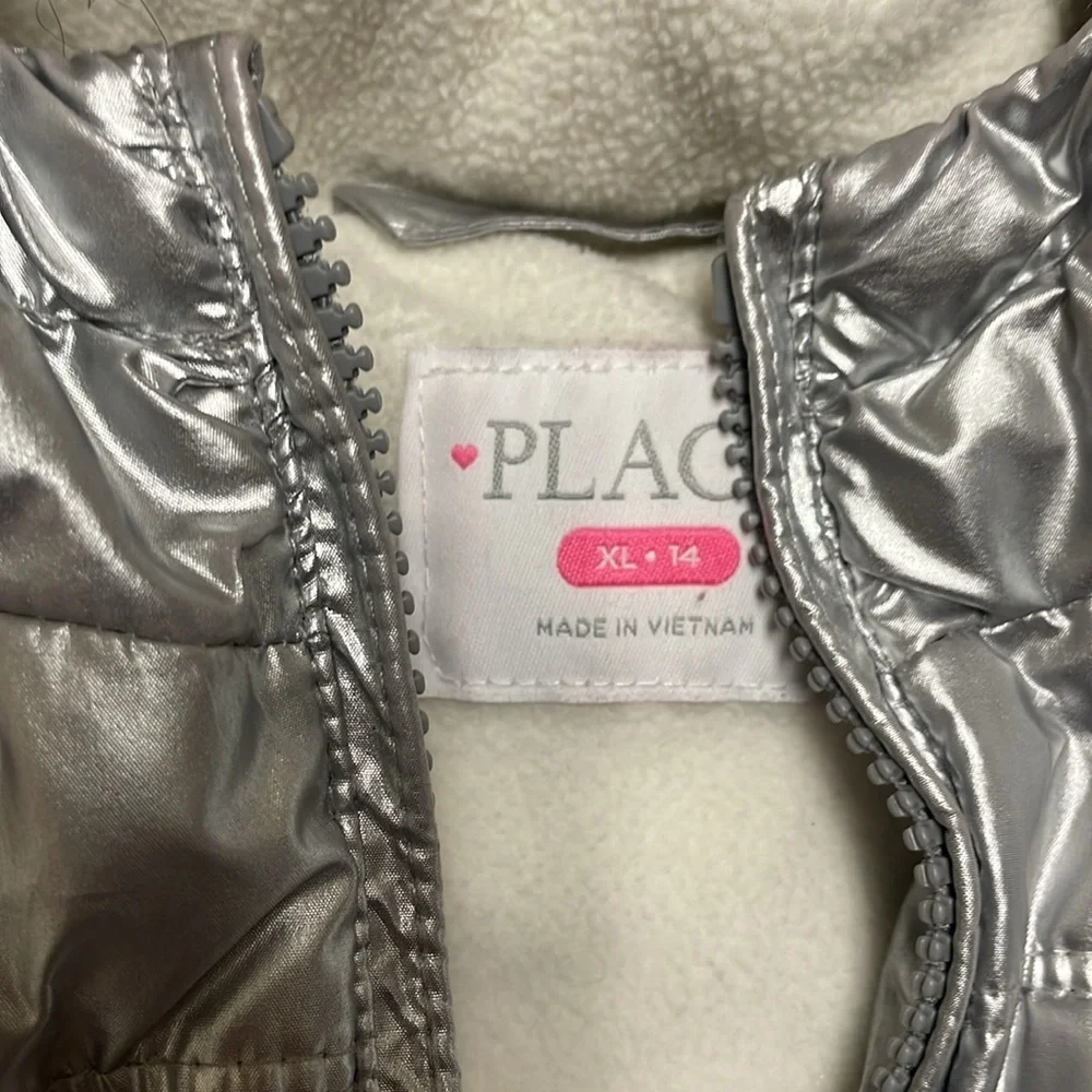 The Children’s Place Girl Metallic puffer Coat, Size XL 14